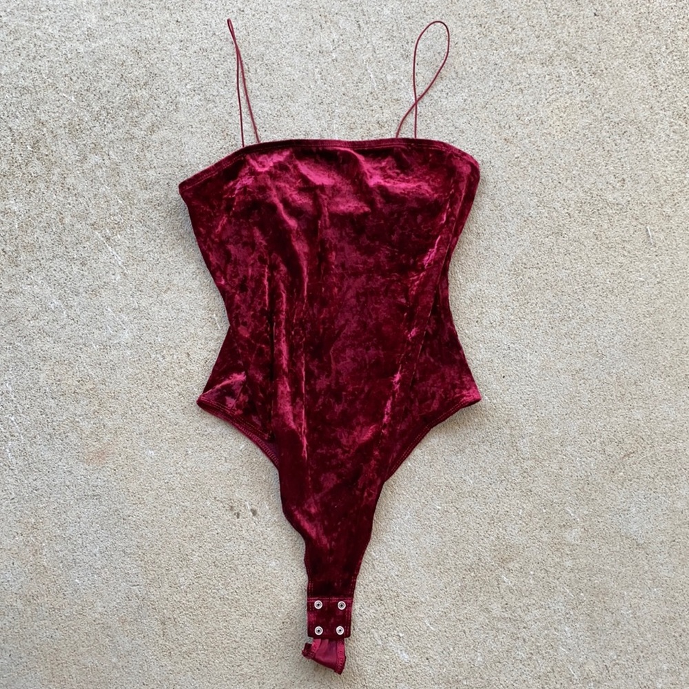Red velvet body suit